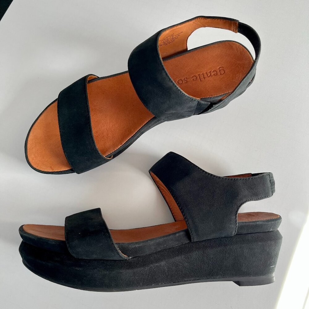 gentle souls Black Suede Platform Sandals